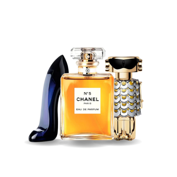 Conjunto com 3 Perfumes: Carolina Herrera GOOD GIRL, Chanel Nº5, Paco Rabanne FAME (Eau de Parfum)