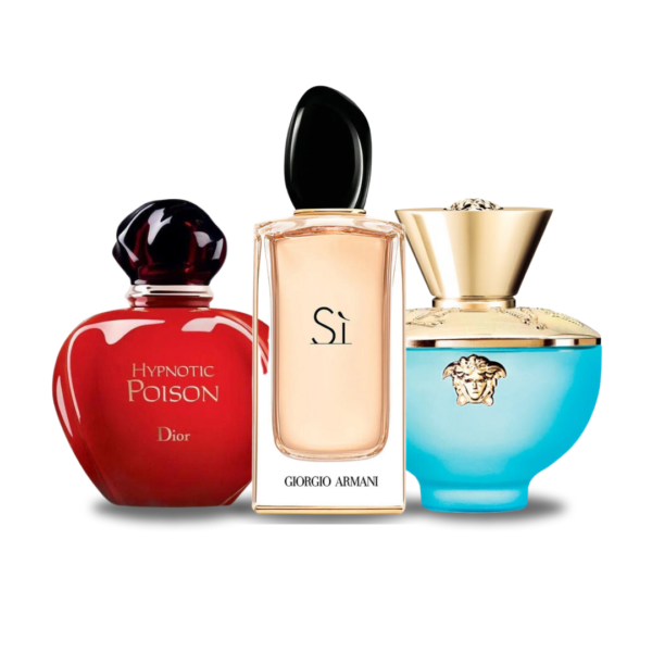 Conjunto com 3 Perfumes: Dior HYPNOTIC POISON, Giorgio Armani YES, Versace DYLAN TURQUOISE (Eau de Parfum)