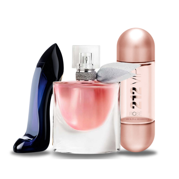 Conjunto com 3 Perfumes: Carolina Herrera GOOD GIRL, Lancôme LA VIE EST BELLE, Carolina Herrera 212 VIP ROSÉ (Eau de Parfum)