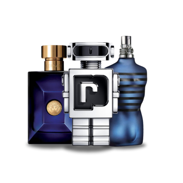 Conjunto com 3 Perfumes: Versace DYLAN BLUE, Paco Rabanne PHANTOM, Jean Paul Gaultier ULTRA MALE (Eau de Parfum)