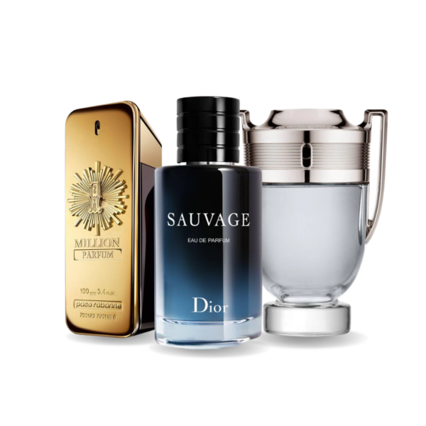 Conjunto com 3 Perfumes: Paco Rabanne ONE MILLION, Dior SAUVAGE, Paco Rabanne INVICTUS (Eau de Parfum)