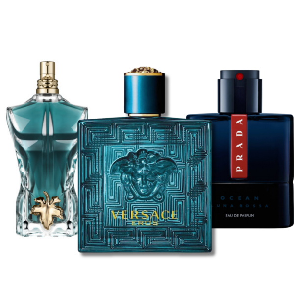 Conjunto com 3 Perfumes: Prada Luna Rossa, Versace Eros, Le Beau (Eau de Parfum)