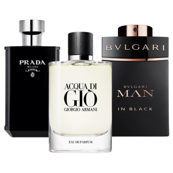 Conjunto com 3 Perfumes: Bvlgari In Black, Giorgio Armani Acqua Di Gio, L'Homme Prada Intense (Eau de Parfum)