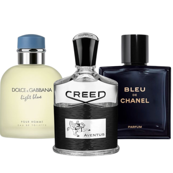 Conjunto com 3 Perfumes: Bleu de Chanel, Creed Aventus, Dolce & Gabbana Light Blue (Eau de Parfum)